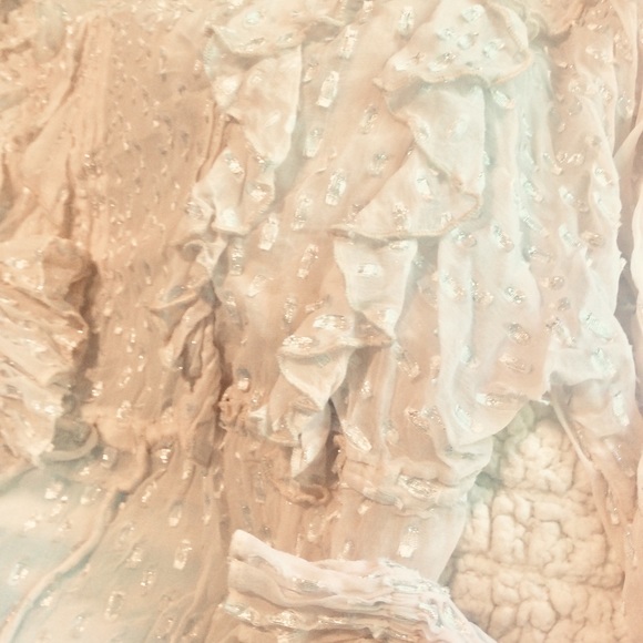 Frilly blouse L/S Ruffles peplum silver metallic - Picture 4 of 7